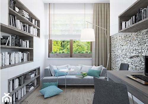 TURQUISE - Średnie z sofą białe czarne biuro, styl minimalistyczny - zdjęcie od Ludwinowska Studio Architektury