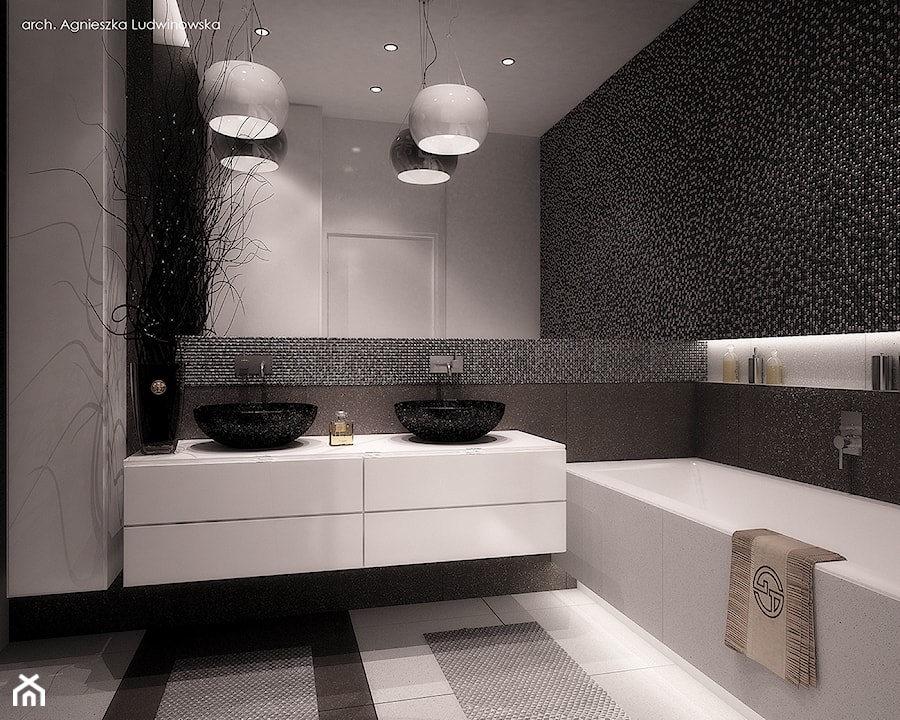 Monochromatyczna łazienka - zdjęcie od Ludwinowska Studio Architektury