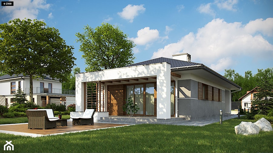 Z355 - Średnie parterowe nowoczesne domy jednorodzinne murowane z czterospadowym dachem, styl nowoczesny - zdjęcie od Z500