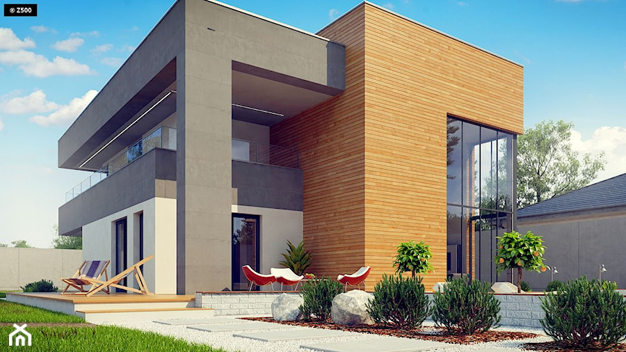 Duże jednopiętrowe nowoczesne domy jednorodzinne murowane drewniane - zdjęcie od Z500