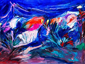 Iwona Golor - Grecja nocą - obrazy malowane na płótnie - zdjęcie od Art in House Gallery Online