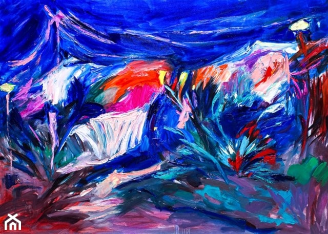 Iwona Golor - Grecja nocą - obrazy malowane na płótnie - zdjęcie od Art in House Gallery Online
