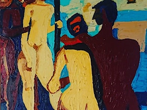 Czesław Trzciński - Na basenie - obrazy olejne na płótnie - zdjęcie od Art in House Gallery Online