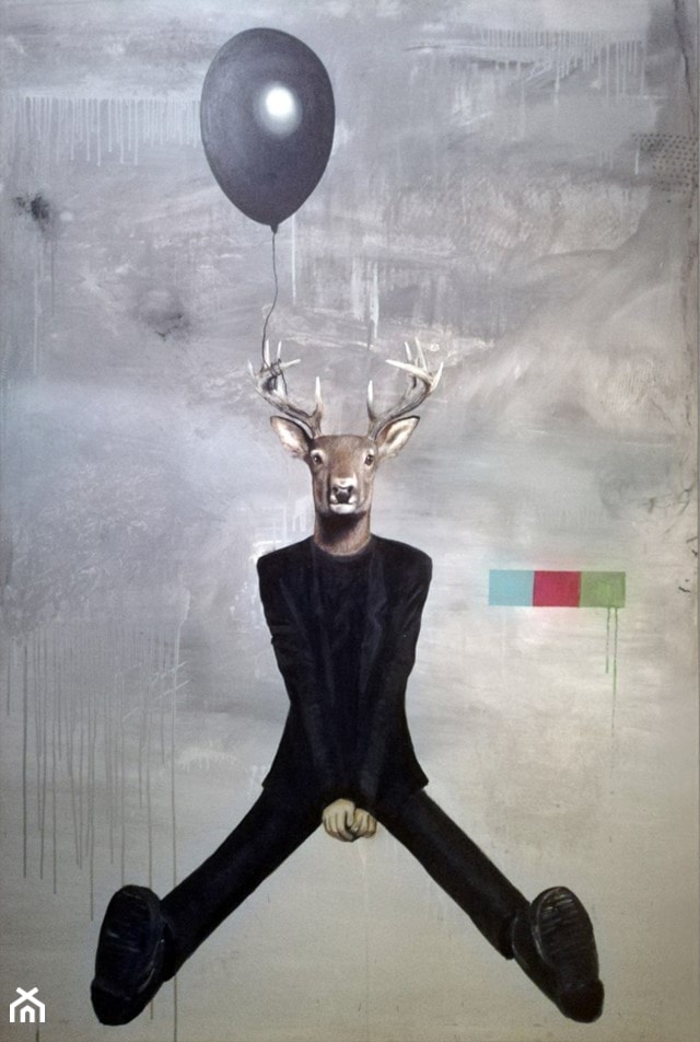 Lech Bator - Czarny balon - obrazy malowane na płótnie - zdjęcie od Art in House Gallery Online