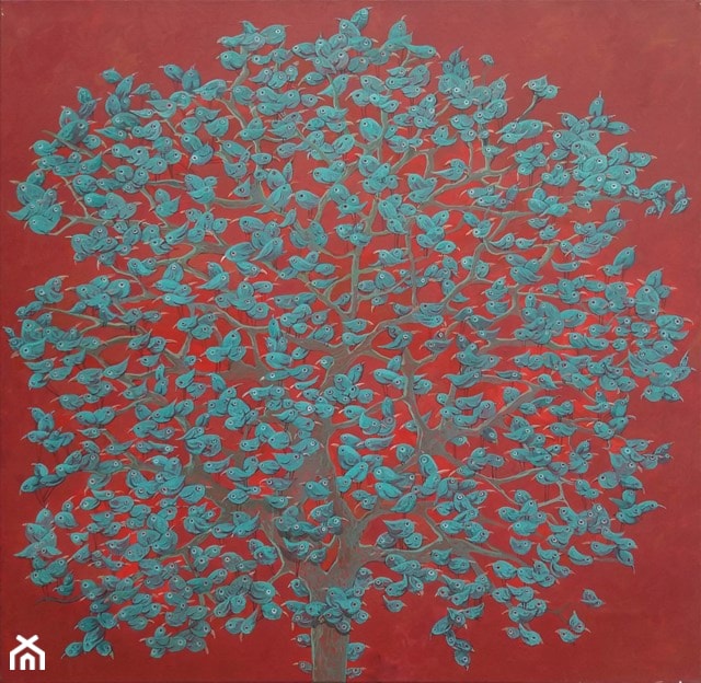 Magdalena Rytel-Skorek - Drzewo czerwone - obrazy malowane na płótnie - zdjęcie od Art in House Gallery Online