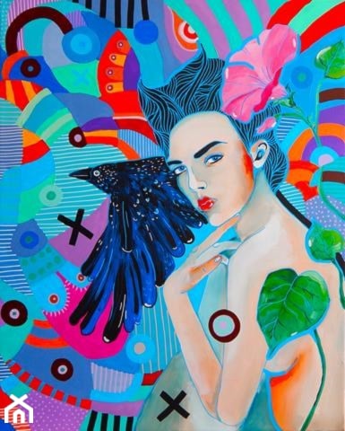 Marcin Painta - Ona i kruk - obrazy malowane na płótnie - zdjęcie od Art in House Gallery Online