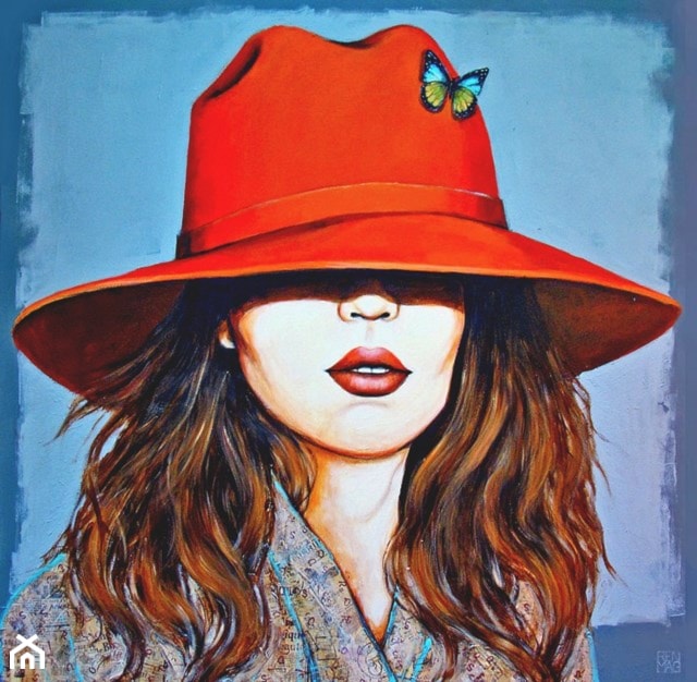 Renata Magda, Red hat - obrazy malowane na płótnie - zdjęcie od Art in House Gallery Online