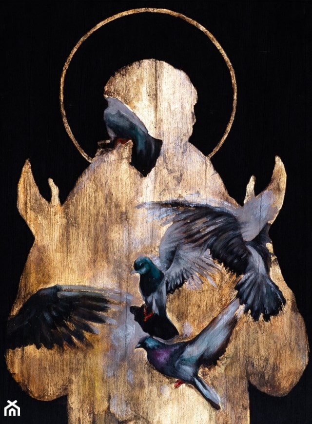 Borys Fiodorowicz - Modlitwa do ptaszków - obrazy malowane na drewnie - zdjęcie od Art in House Gallery Online