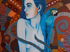 Marcin Painta - Ona i papuga 6 - obrazy malowane na płótnie - zdjęcie od Art in House Gallery Online