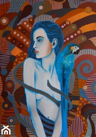Marcin Painta - Ona i papuga 6 - obrazy malowane na płótnie - zdjęcie od Art in House Gallery Online - Homebook