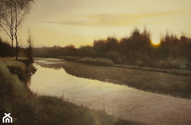 Konrad Hamada - Wschód słońca nad rzeką - obrazy na ścianę - zdjęcie od Art in House Gallery Online