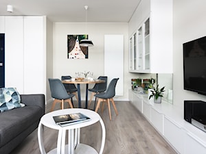 Mieszkanie na osiedlu Botaniczna - Mały beżowy biały salon z jadalnią, styl nowoczesny - zdjęcie od Nickel Asystent