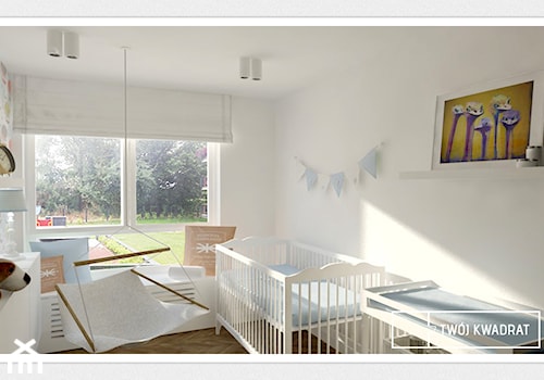 mieszkanie 70m2 Warszawa - Średni biały pokój dziecka dla niemowlaka dla dziewczynki, styl nowoczesny - zdjęcie od Twój Kwadrat