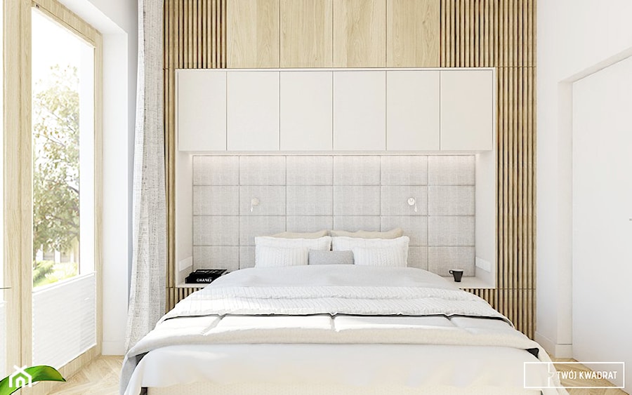 Apartament przy parku w Warszawie - Średnia biała sypialnia z balkonem / tarasem, styl nowoczesny - zdjęcie od Twój Kwadrat