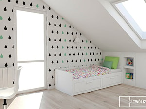 Mieszkanie w Warszawie 100m2 - Średni biały czarny pokój dziecka dla dziecka dla nastolatka dla dziewczynki, styl nowoczesny - zdjęcie od Twój Kwadrat