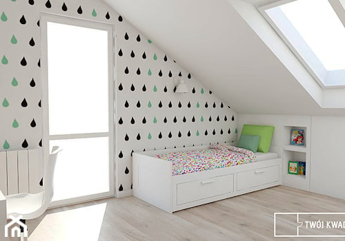 Mieszkanie w Warszawie 100m2 - Średni biały czarny pokój dziecka dla dziecka dla nastolatka dla dziewczynki, styl nowoczesny - zdjęcie od Twój Kwadrat
