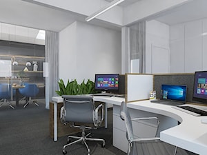 biuro agencji kreatywnej - Średnie z zabudowanym biurkiem białe biuro, styl nowoczesny - zdjęcie od Twój Kwadrat