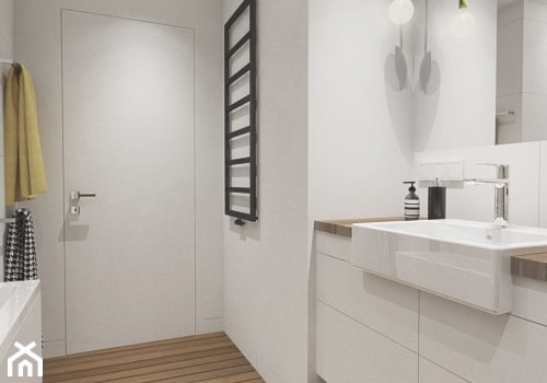 mieszkanie_Warszawa Praga - Mała na poddaszu bez okna łazienka, styl minimalistyczny - zdjęcie od Twój Kwadrat