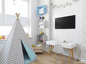 mieszkanie w Warszawie - Średni biały szary pokój dziecka dla dziecka dla chłopca dla dziewczynki, styl skandynawski - zdjęcie od Twój Kwadrat