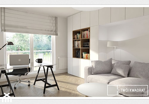 mieszkanie 70m2 Warszawa - Średnie z sofą białe biuro, styl nowoczesny - zdjęcie od Twój Kwadrat