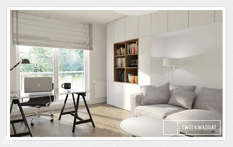mieszkanie 70m2 Warszawa - Średnie z sofą białe biuro, styl nowoczesny - zdjęcie od Twój Kwadrat