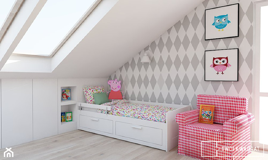 Mieszkanie w Warszawie 100m2 - Średni biały szary pokój dziecka dla dziecka dla dziewczynki, styl tradycyjny - zdjęcie od Twój Kwadrat