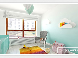 apartament 145m2 Warszawa - Średni biały niebieski pokój dziecka dla niemowlaka dla dziecka dla chłopca dla dziewczynki, styl tradycyjny - zdjęcie od Twój Kwadrat