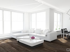biały apartament - Średni biały salon z jadalnią, styl nowoczesny - zdjęcie od Twój Kwadrat