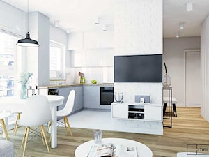 mieszkanie w Warszawie - Biała z zabudowaną lodówką kuchnia, styl nowoczesny - zdjęcie od Twój Kwadrat