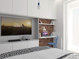 mieszkanie w Warszawie - Średnia biała z biurkiem sypialnia, styl nowoczesny - zdjęcie od Twój Kwadrat