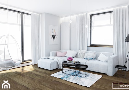 apartament w Warszawie - Duży biały salon, styl nowoczesny - zdjęcie od Twój Kwadrat