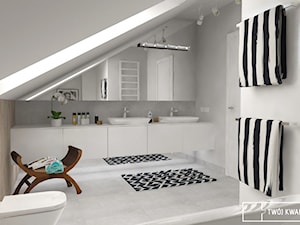 Mieszkanie w Warszawie 100m2 - Średnia na poddaszu łazienka z oknem, styl nowoczesny - zdjęcie od Twój Kwadrat