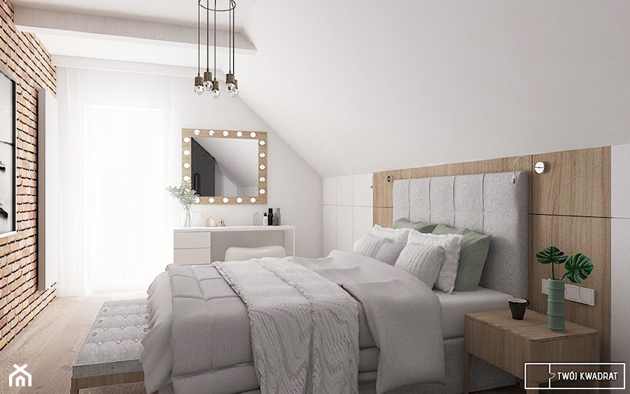 dom pod Warszawą - Średnia biała sypialnia na poddaszu, styl nowoczesny - zdjęcie od Twój Kwadrat