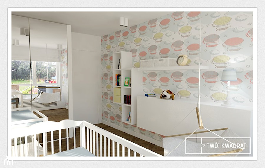 mieszkanie 70m2 Warszawa - Średni biały szary z huśtawką pokój dziecka dla niemowlaka dla chłopca dla dziewczynki, styl tradycyjny - zdjęcie od Twój Kwadrat
