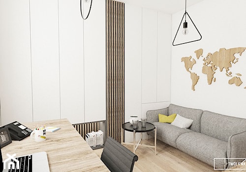 dom pod Warszawą - Średnie w osobnym pomieszczeniu z sofą białe biuro, styl nowoczesny - zdjęcie od Twój Kwadrat