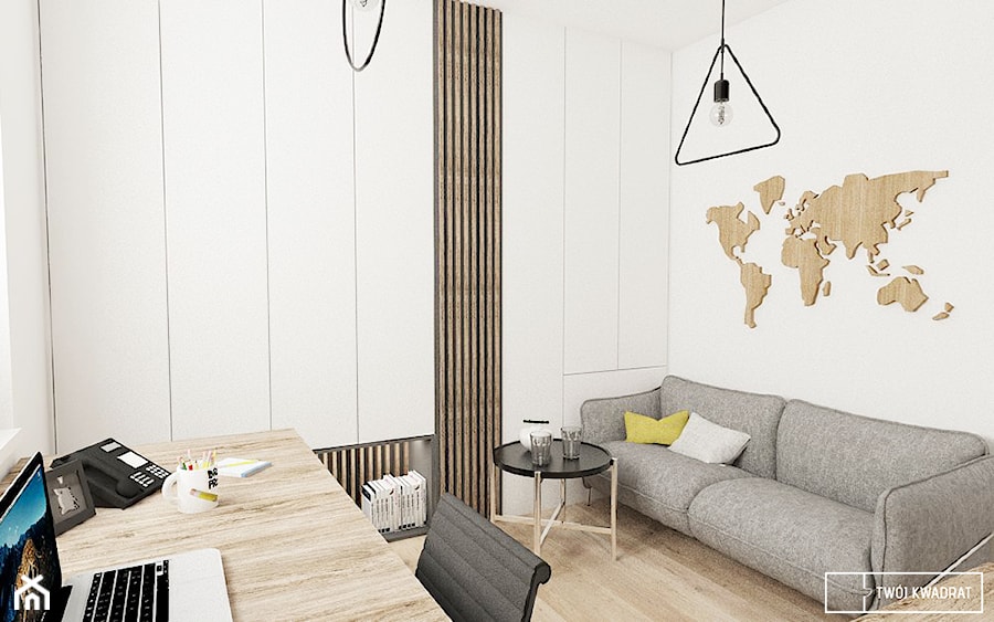 dom pod Warszawą - Średnie w osobnym pomieszczeniu z sofą białe biuro, styl nowoczesny - zdjęcie od Twój Kwadrat