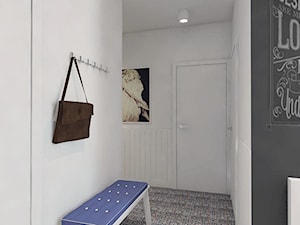 mieszkanie w Warszawie - Średni z wieszakiem biały czarny hol / przedpokój, styl skandynawski - zdjęcie od Twój Kwadrat