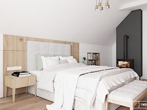 dom pod Warszawą - Średnia biała czarna sypialnia na poddaszu, styl rustykalny - zdjęcie od Twój Kwadrat