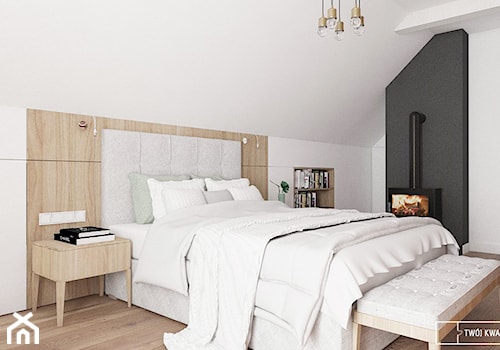 dom pod Warszawą - Średnia biała czarna sypialnia na poddaszu, styl rustykalny - zdjęcie od Twój Kwadrat