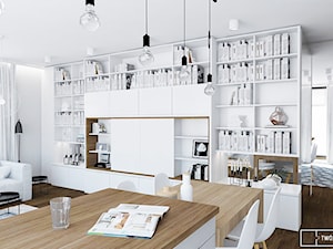 apartament w Warszawie - Średni biały salon z kuchnią z jadalnią, styl skandynawski - zdjęcie od Twój Kwadrat