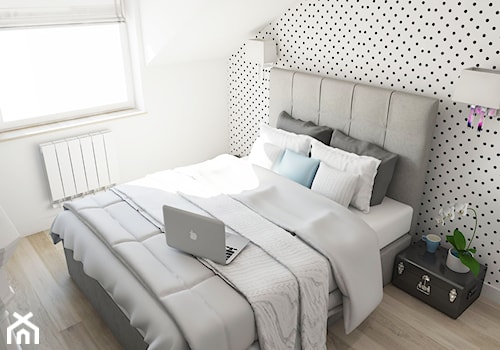 Średnia biała sypialnia na poddaszu, styl nowoczesny - zdjęcie od Twój Kwadrat