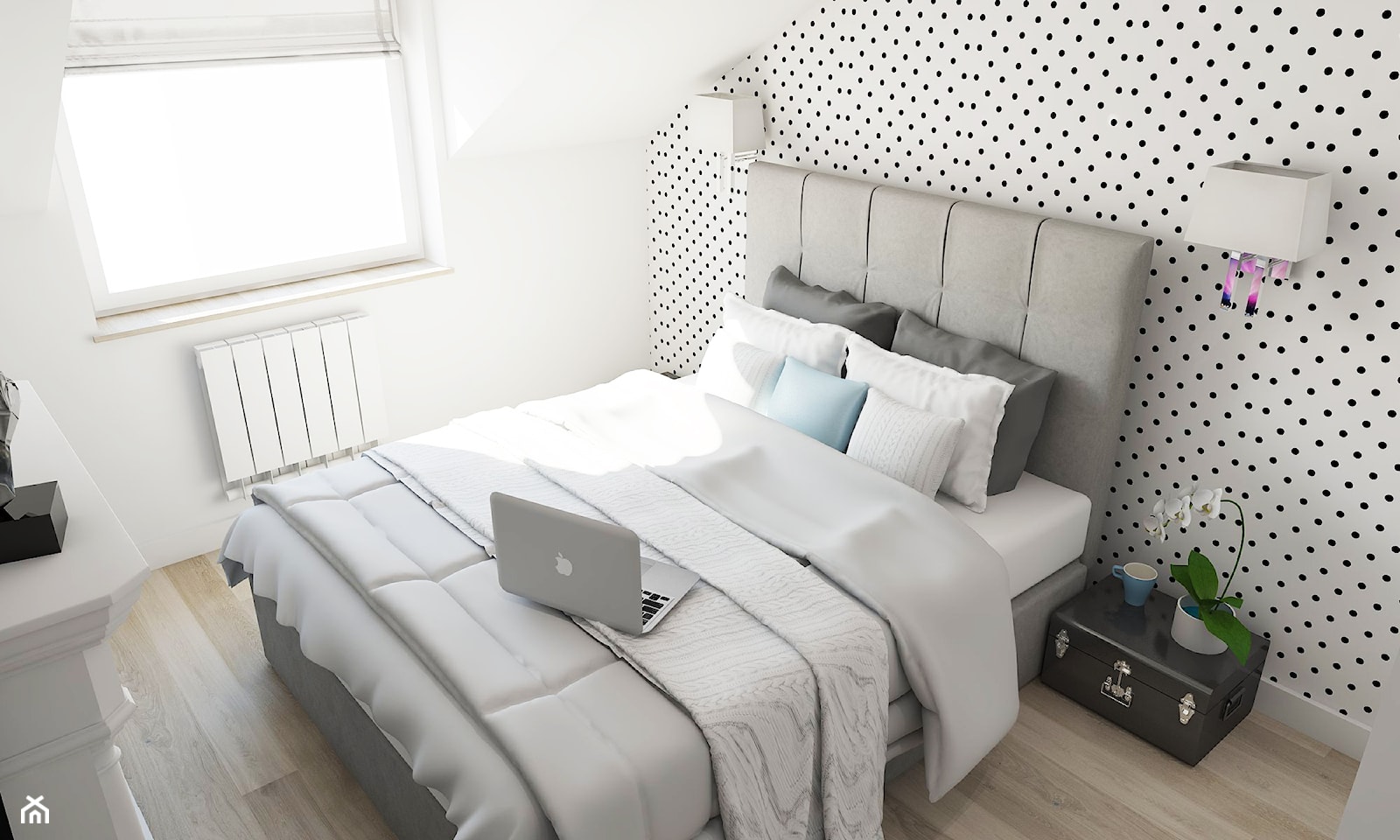 Średnia biała sypialnia na poddaszu, styl nowoczesny - zdjęcie od Twój Kwadrat - Homebook