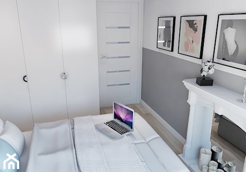 Średnia biała szara sypialnia, styl nowoczesny - zdjęcie od Twój Kwadrat
