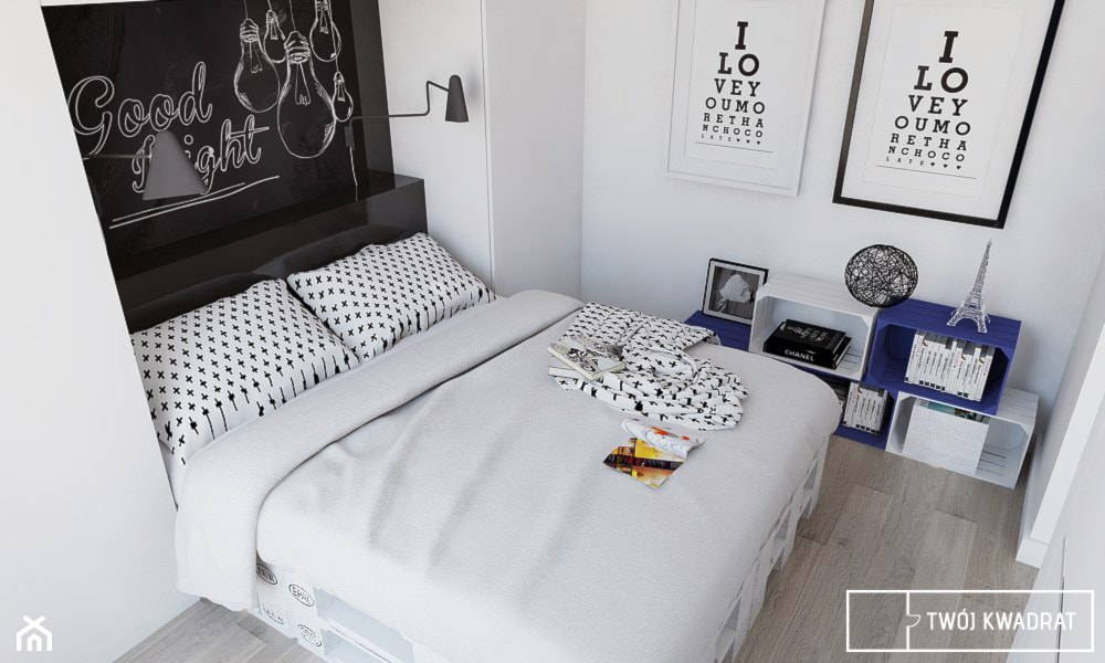 mieszkanie na Wilanowie - Mała biała sypialnia, styl nowoczesny - zdjęcie od Twój Kwadrat - Homebook