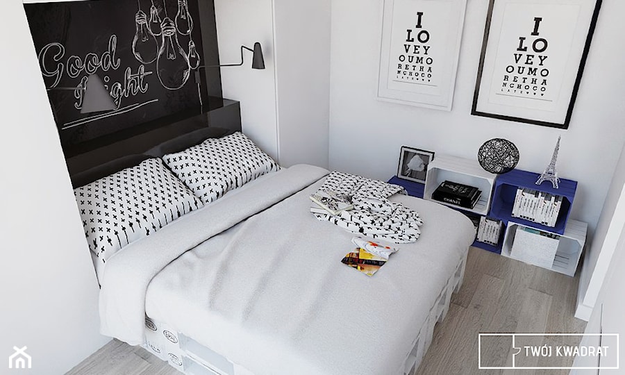 mieszkanie na Wilanowie - Mała biała sypialnia, styl nowoczesny - zdjęcie od Twój Kwadrat