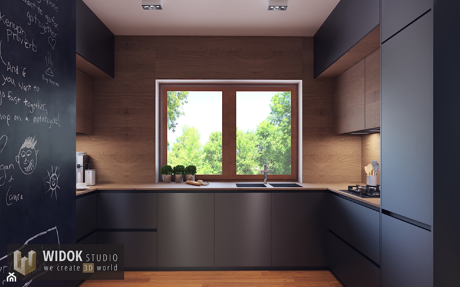 Kuchnia czarna - zdjęcie od WidokStudio we create 3d world - Homebook
