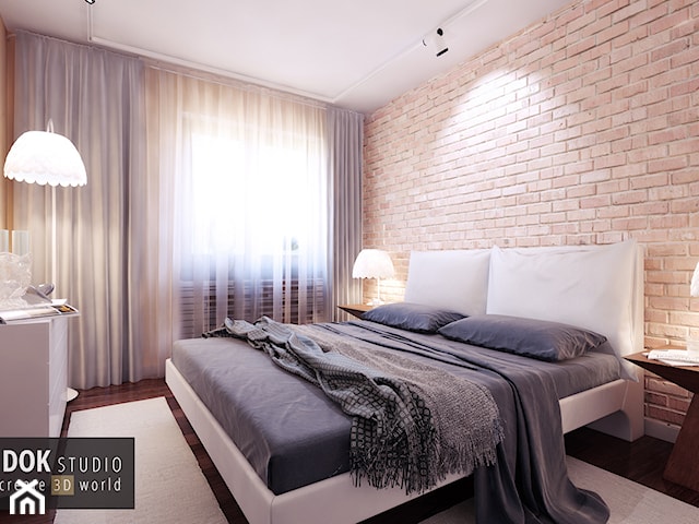 Sypialnia ze ścianą z cegły