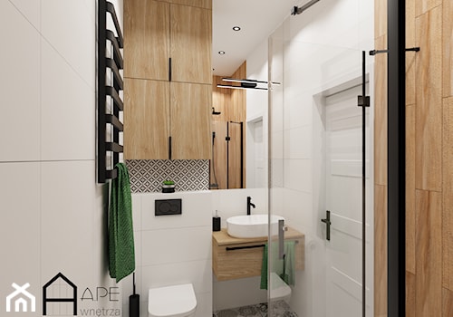 Jasna łazienka z drewnianymi dodatkami - zdjęcie od APE wnętrza