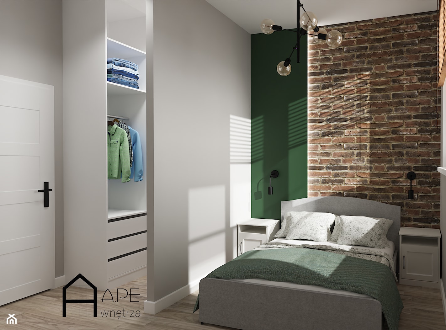 Niewielka sypialnia z wydzieloną garderobą - zdjęcie od APE wnętrza - Homebook