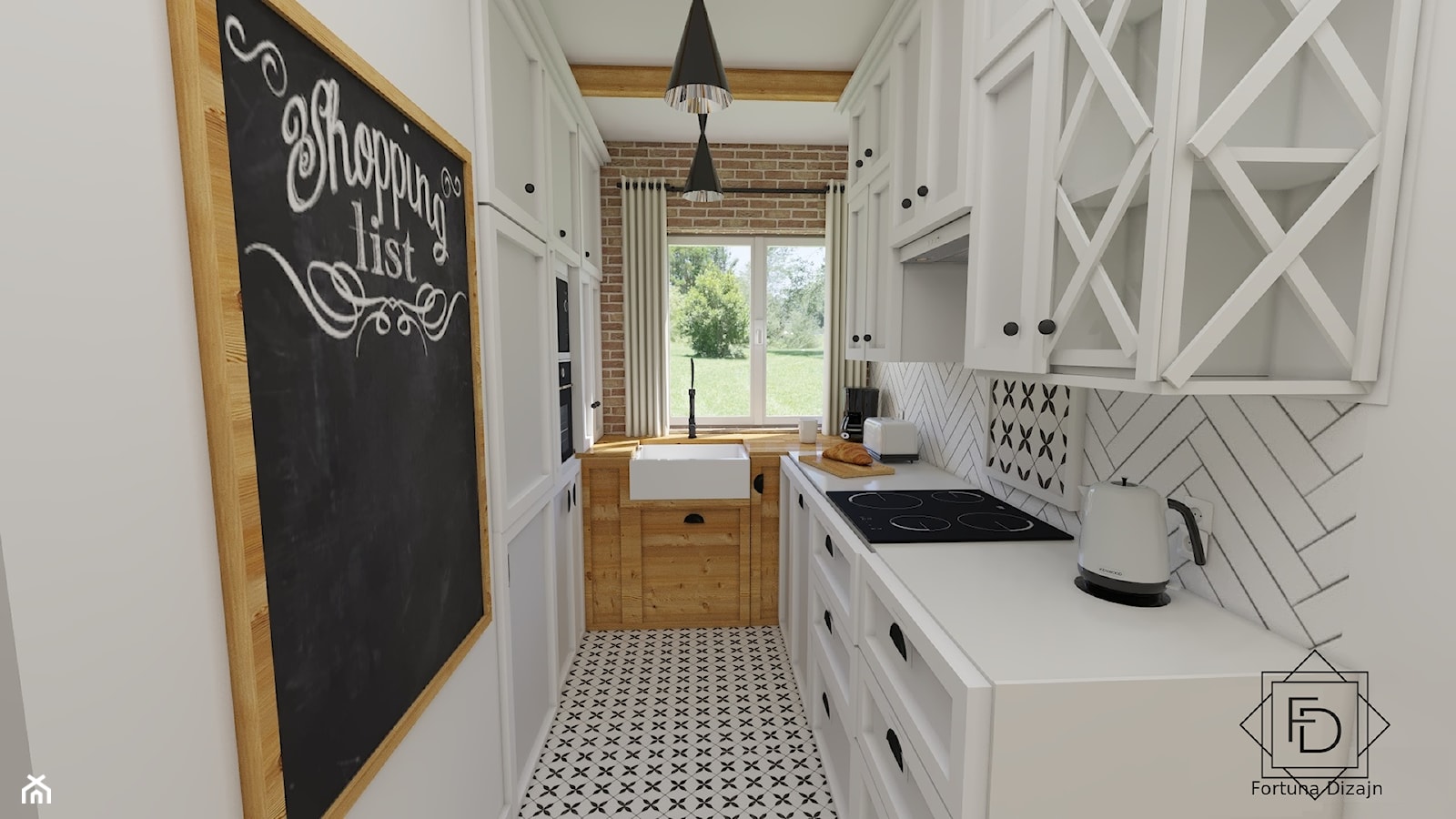 Kuchnia biała z drewnem - zdjęcie od Projektowanie wnętrz Fortuna Dizajn - Homebook